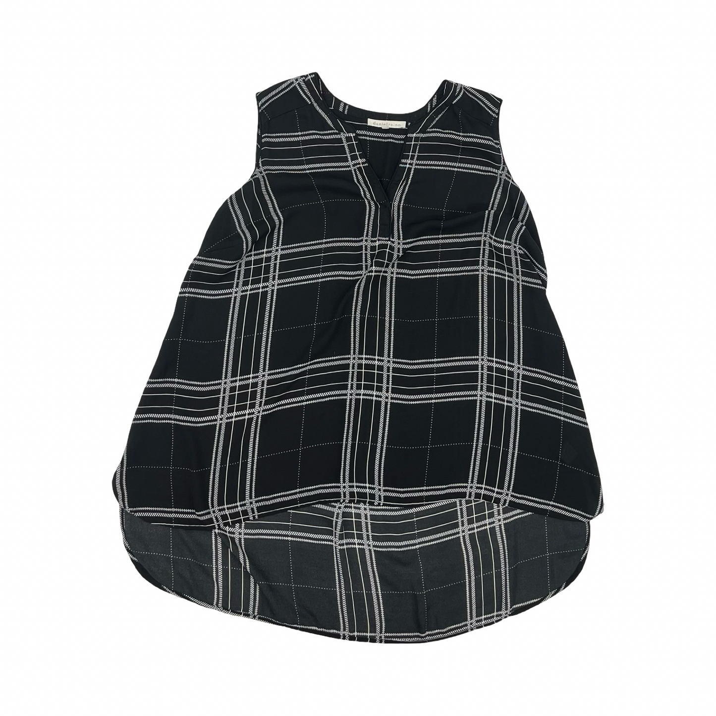 Blouse Sleeveless By Daniel Rainn In Black & White, Size:2X