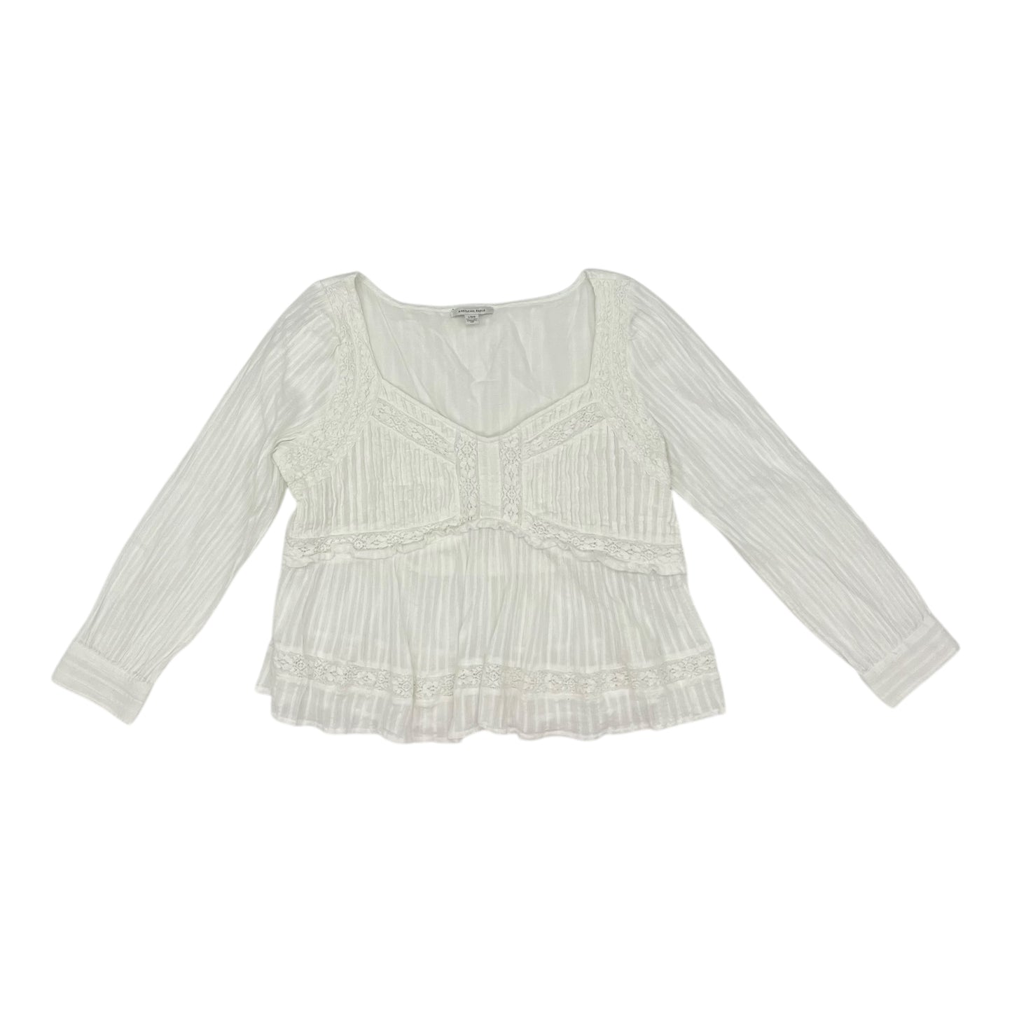 BLOUSE LS by AMERICAN EAGLE In WHITE, Size: L