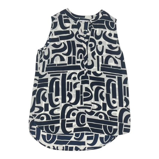 Blouse Sleeveless By Foxcroft In Blue & White, Size:M