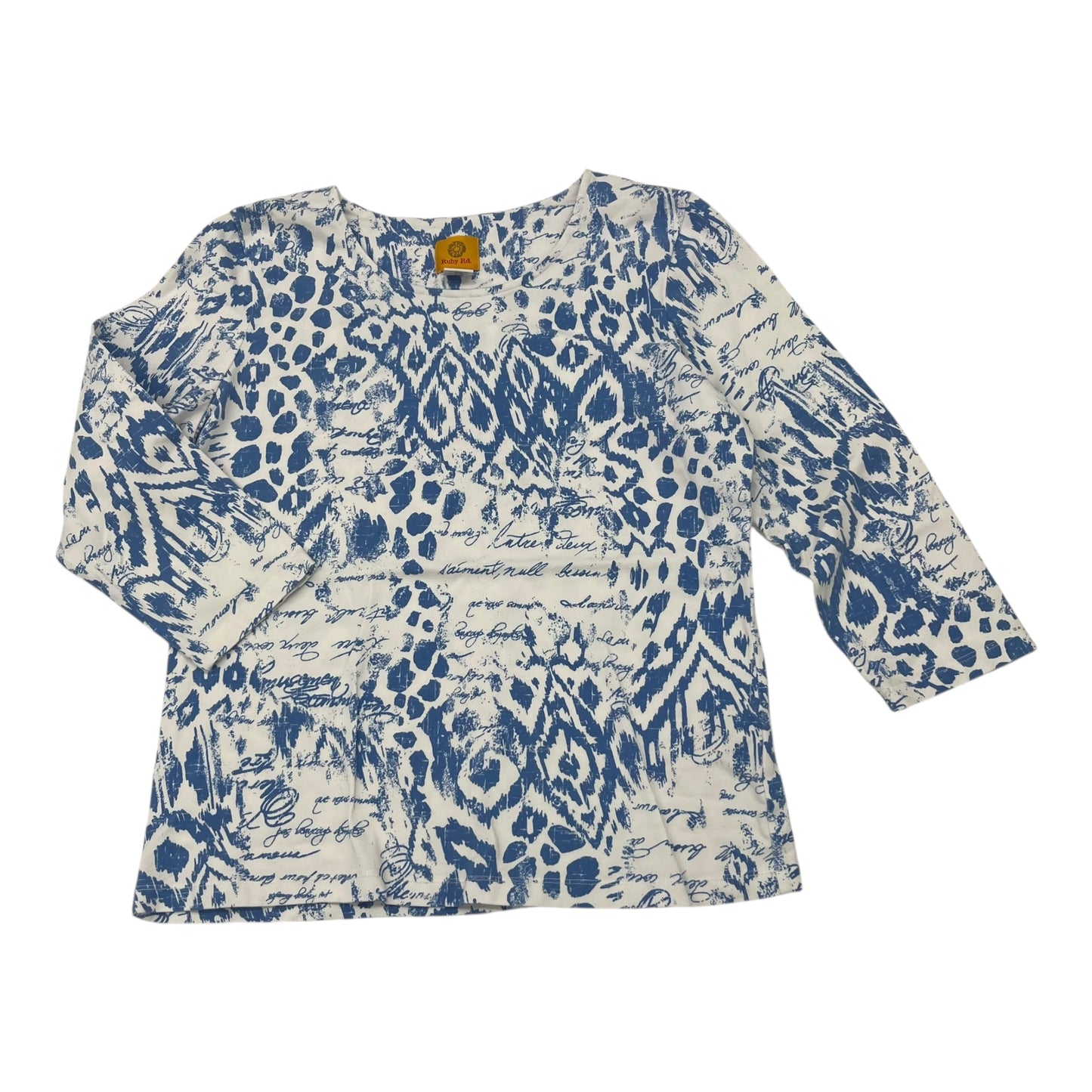 Top 3/4 Sleeve By Ruby Rd In Blue & White, Size:M