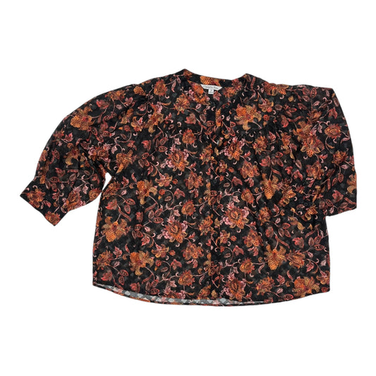 Blouse Ls By Ophelia Roe In Black & Orange, Size:1X