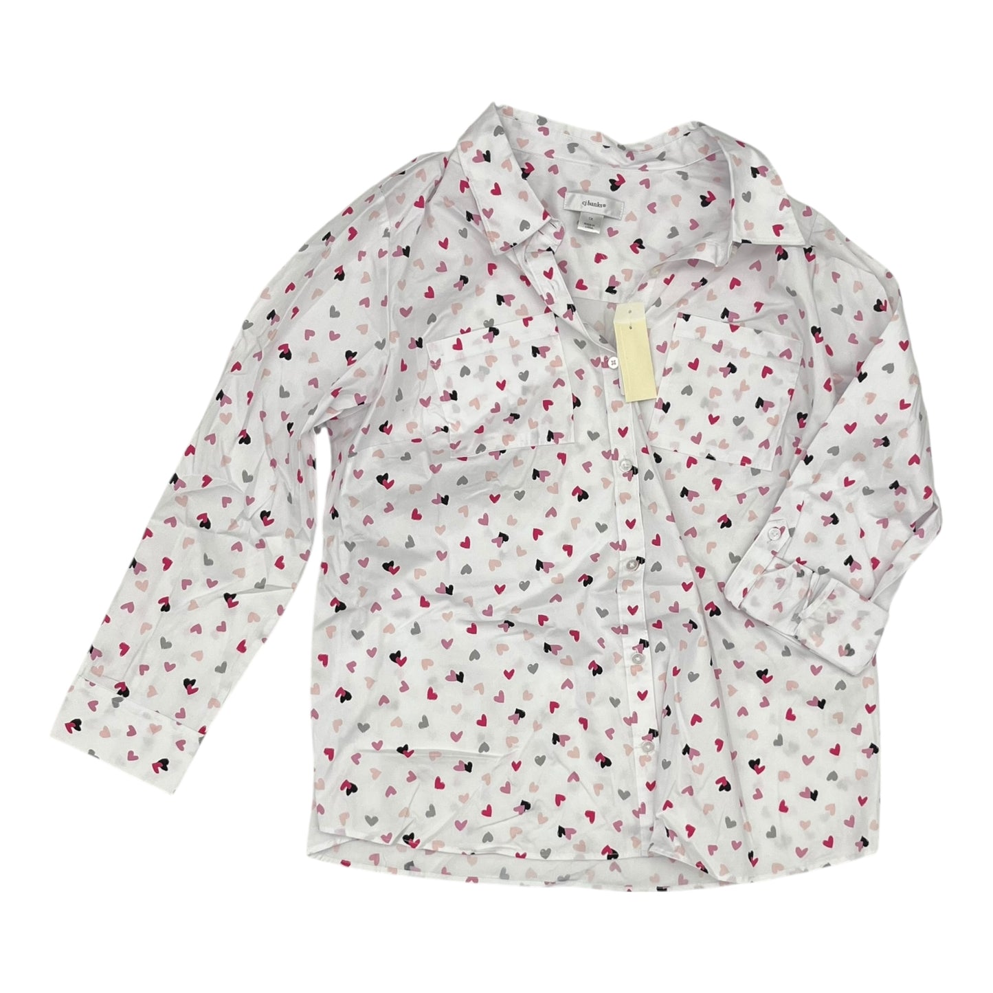 Blouse Ls By Cj Banks In White, Size:1X