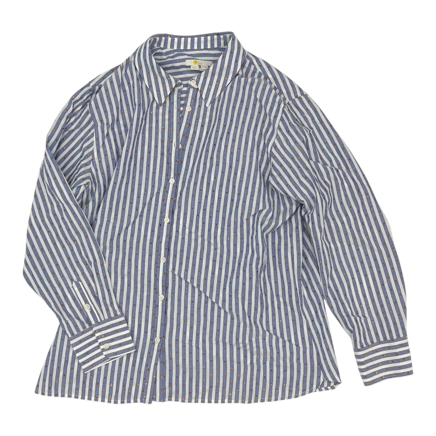 Blouse Ls By Boden In Blue & White, Size:Xl