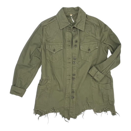 Jacket Denim By Free People In Green Denim, Size:S