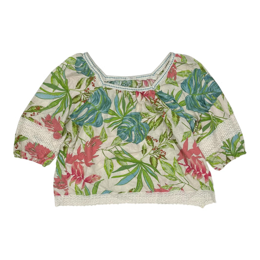 Blouse 3/4 Sleeve By Nicole Miller In Tropical Print, Size:3X