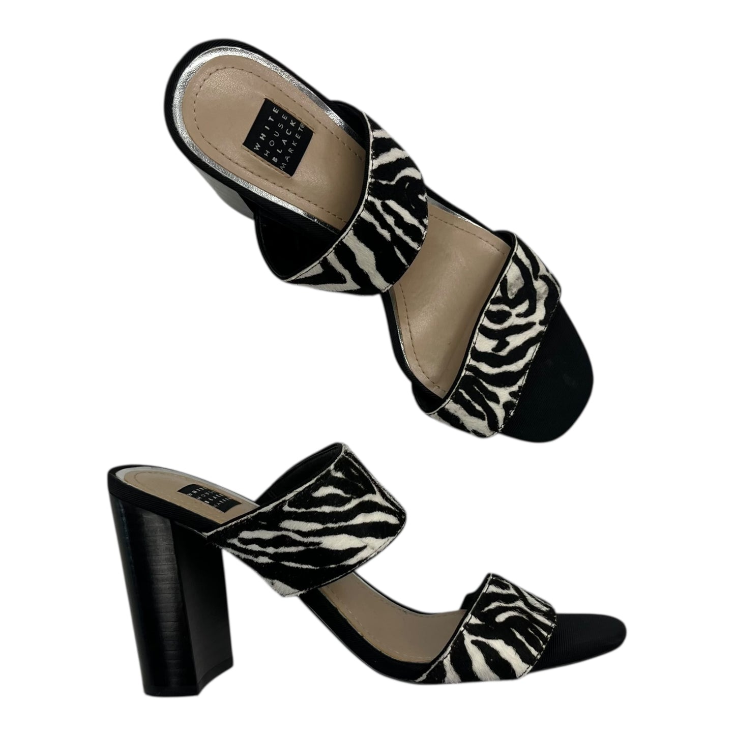 Sandals Heels Block By White House Black Market In Zebra Print, Size:8.5