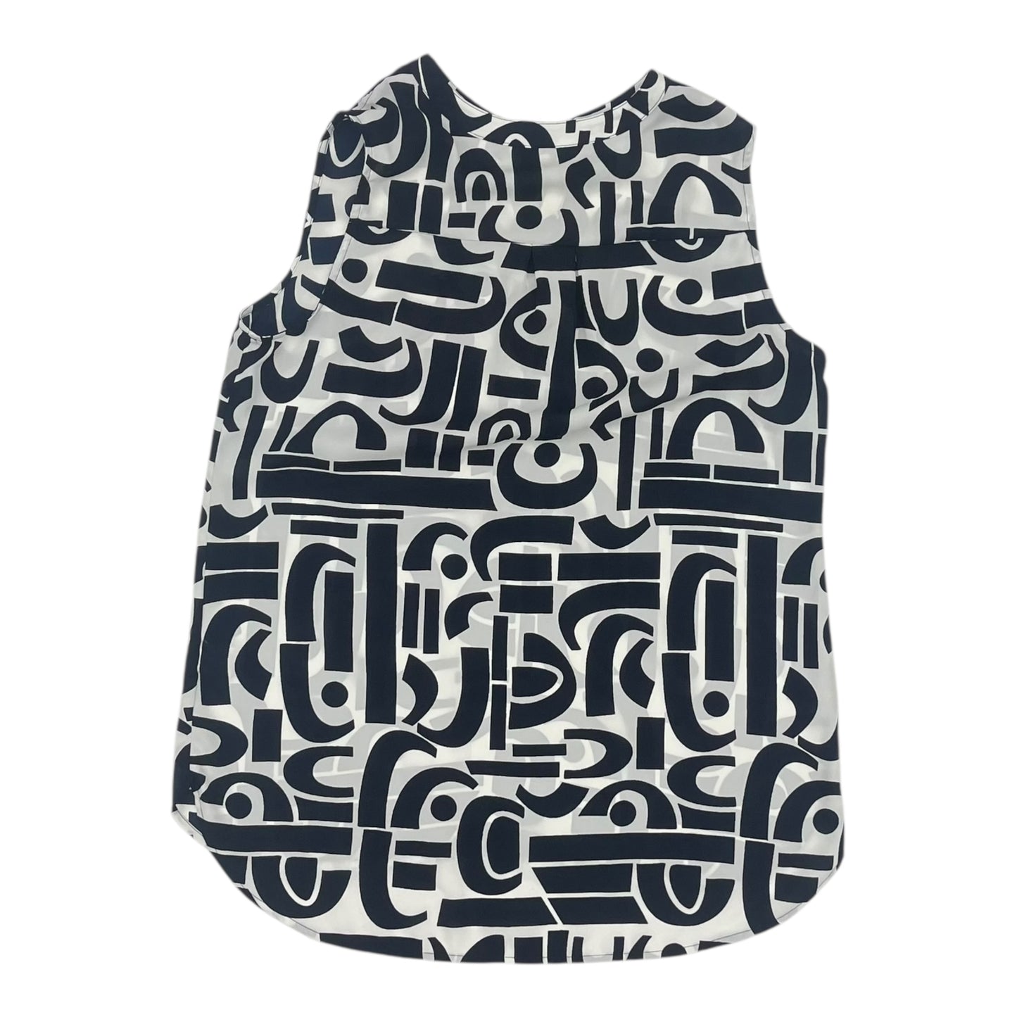 Blouse Sleeveless By Foxcroft In Blue & White, Size:M