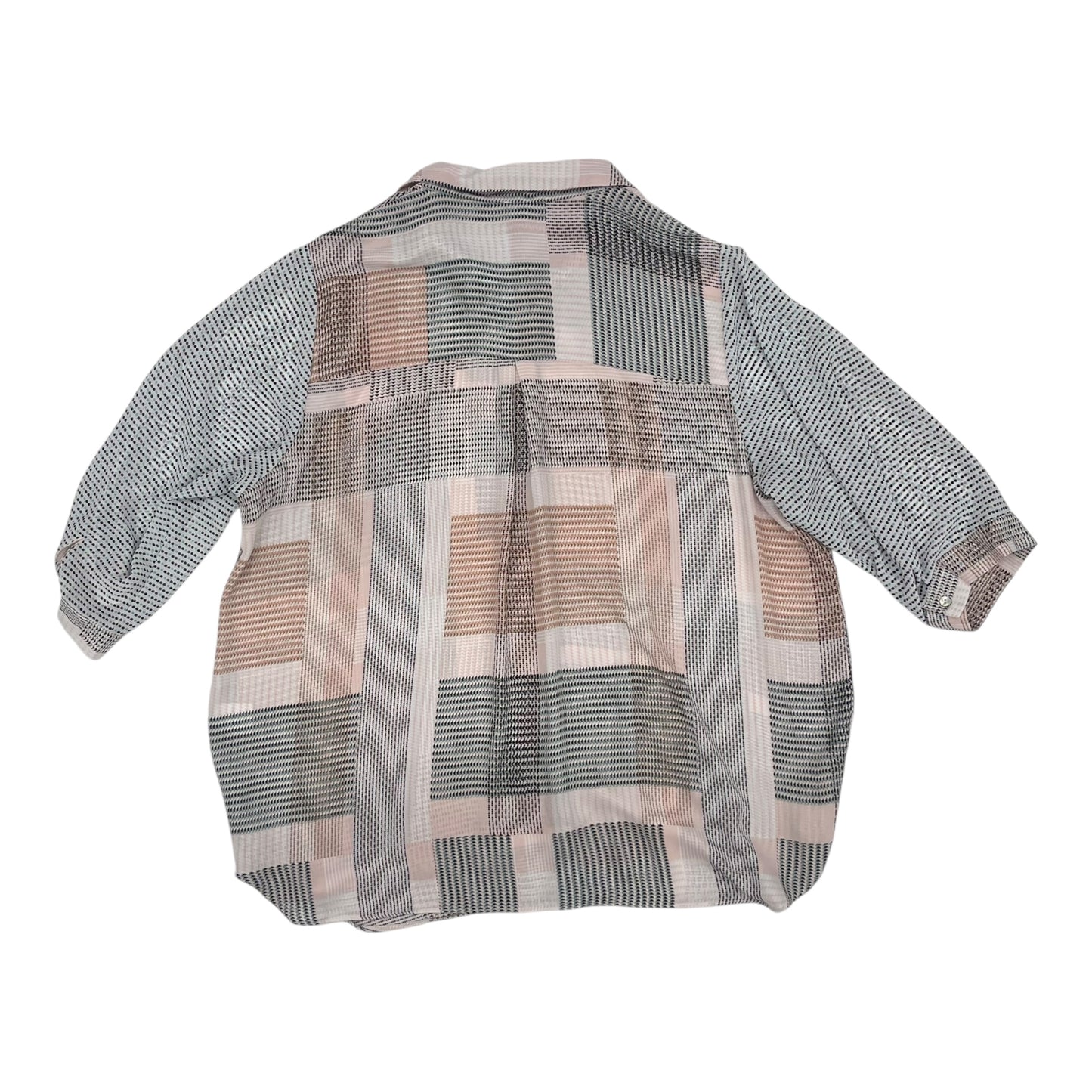 Blouse Ls By Jones And Co In Black & Pink, Size:1X