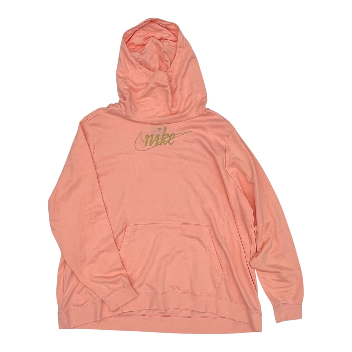 Athletic Sweatshirt Hoodie By Nike Apparel In Peach, Size:3X