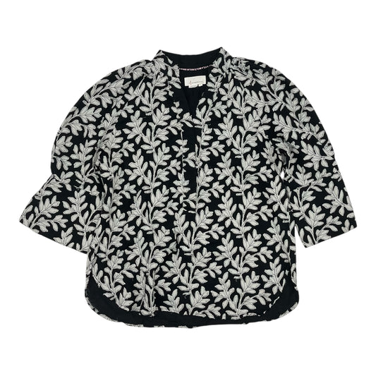 Blouse Ls By Anthropologie In Black & Cream, Size:M