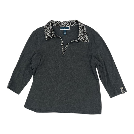 Top 3/4 Sleeve By Karen Scott In Grey, Size:Xl