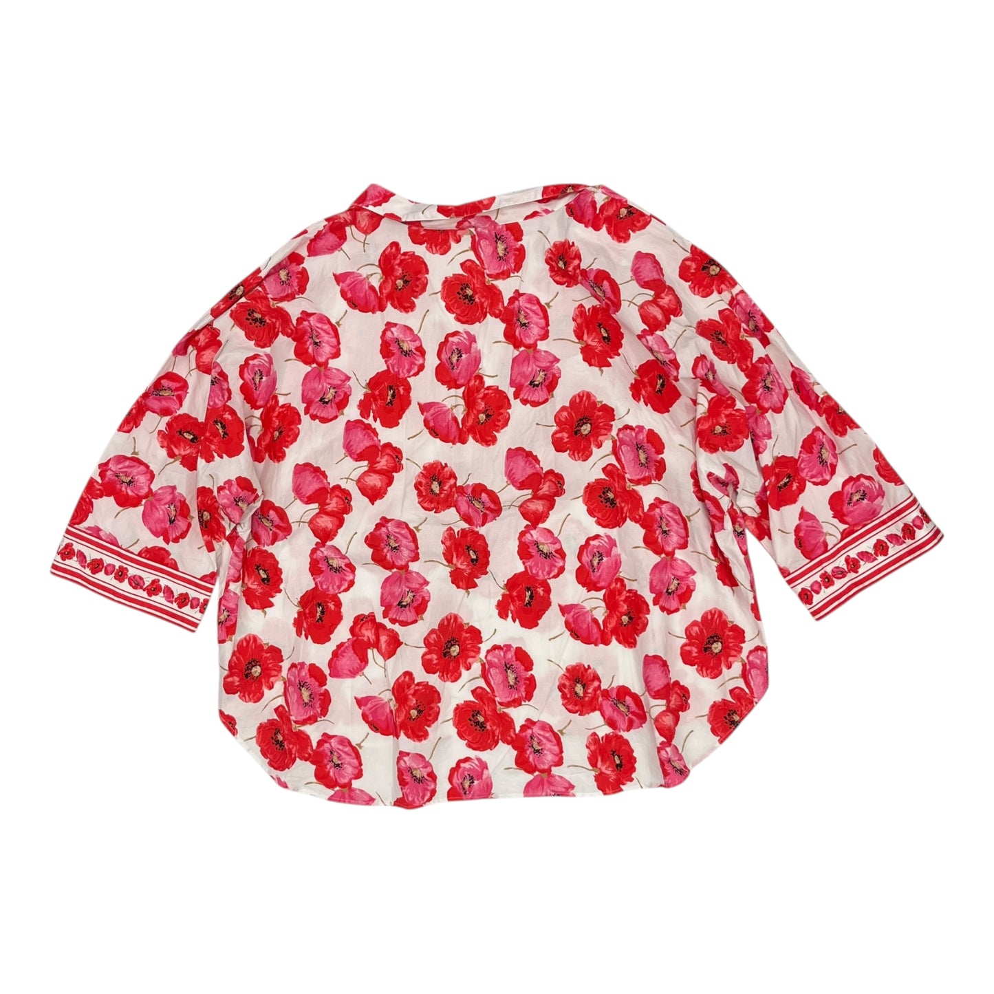 Blouse 3/4 Sleeve By Talbots In Red & White, Size:3X