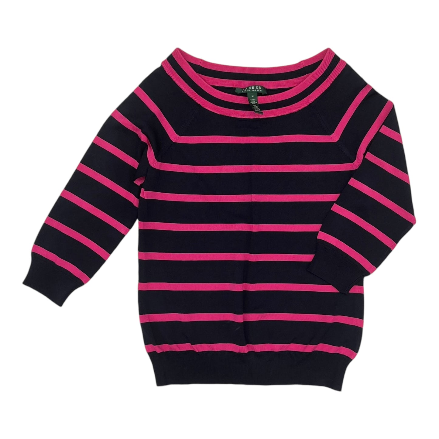 Top 3/4 Sleeve By Lauren By Ralph Lauren In Blue & Pink, Size:M