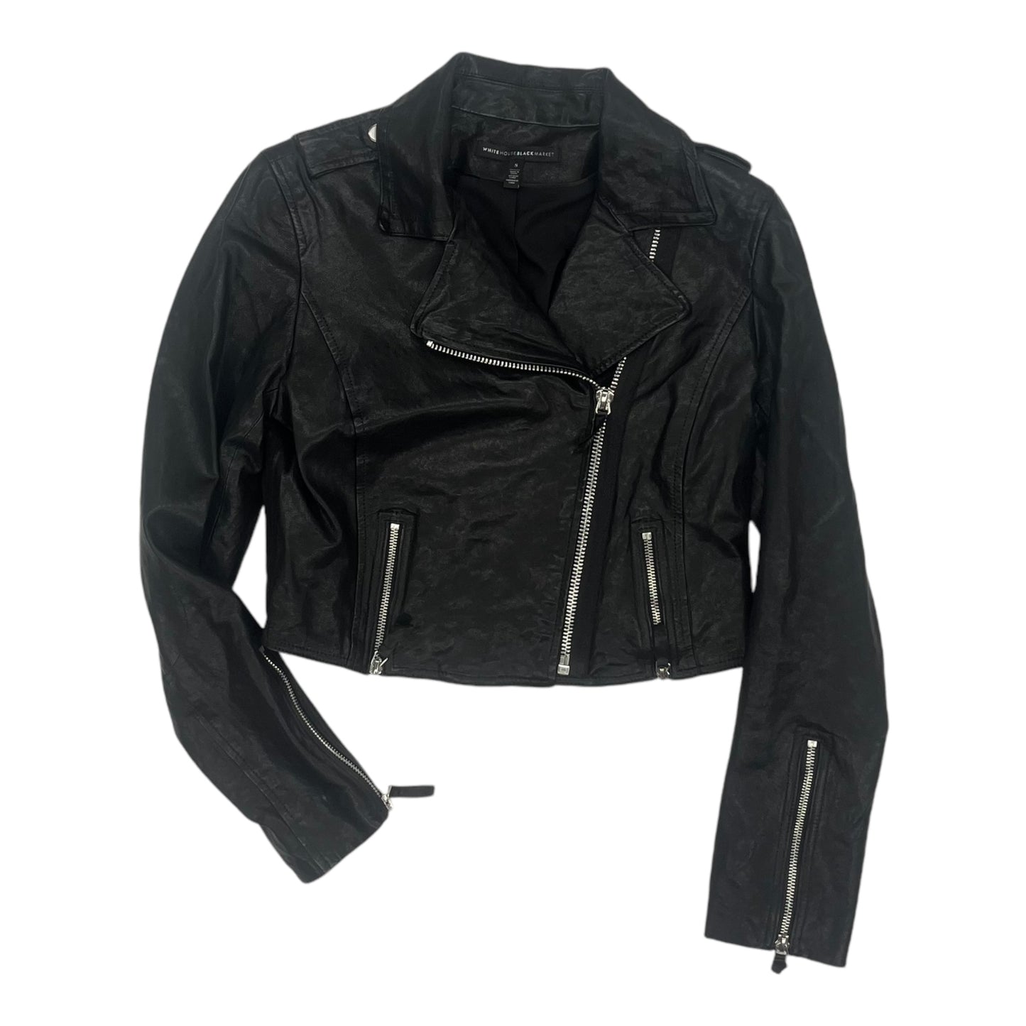 Jacket Moto Leather By White House Black Market In Black, Size:S