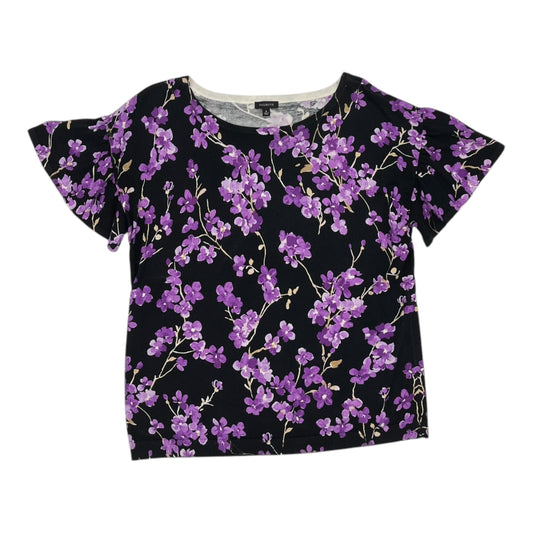 Sweater Ss By Talbots In Black & Purple, Size:M