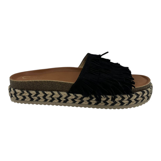 Sandals Heels Block By Clothes Mentor In Black & Brown, Size:11