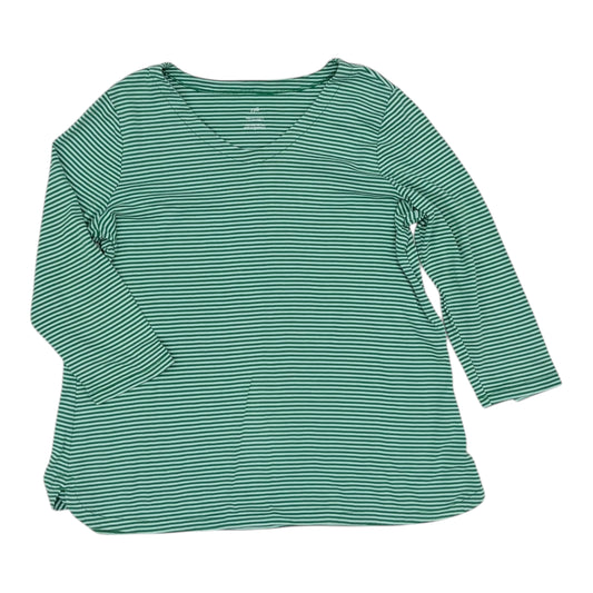Top 3/4 Sleeve By J. Jill In Green & White, Size:L