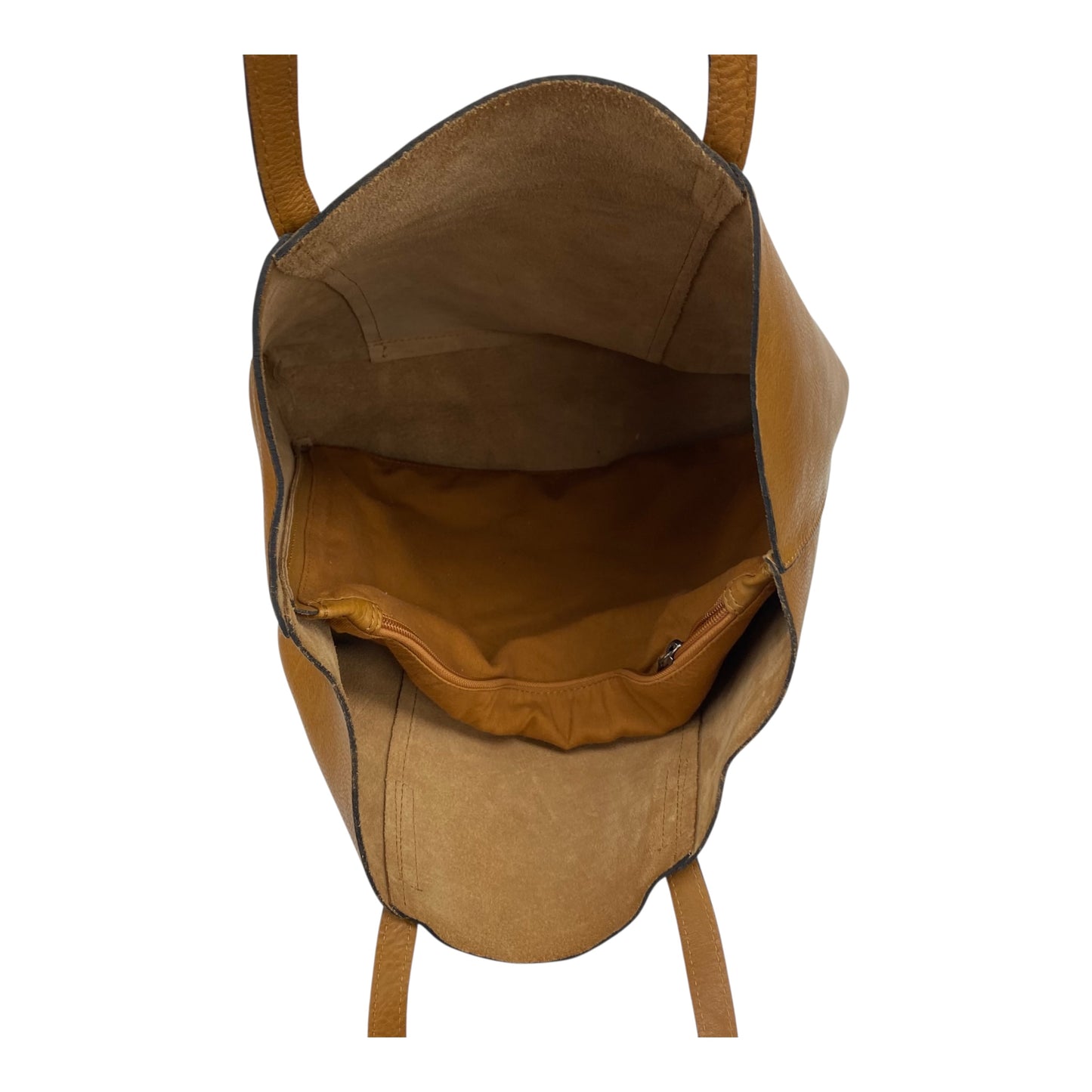 Tote Leather By Clothes Mentor In Tan, Size:Medium