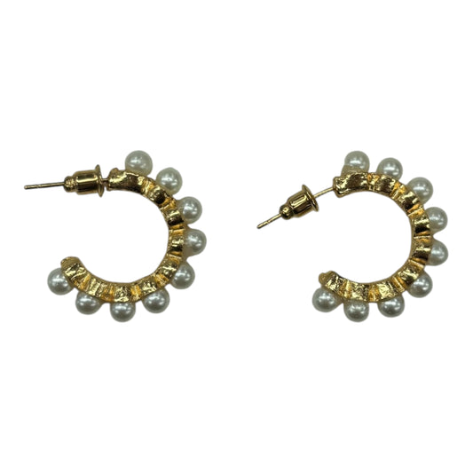 EARRINGS HOOP by    CLOTHES MENTOR In GOLD & WHITE