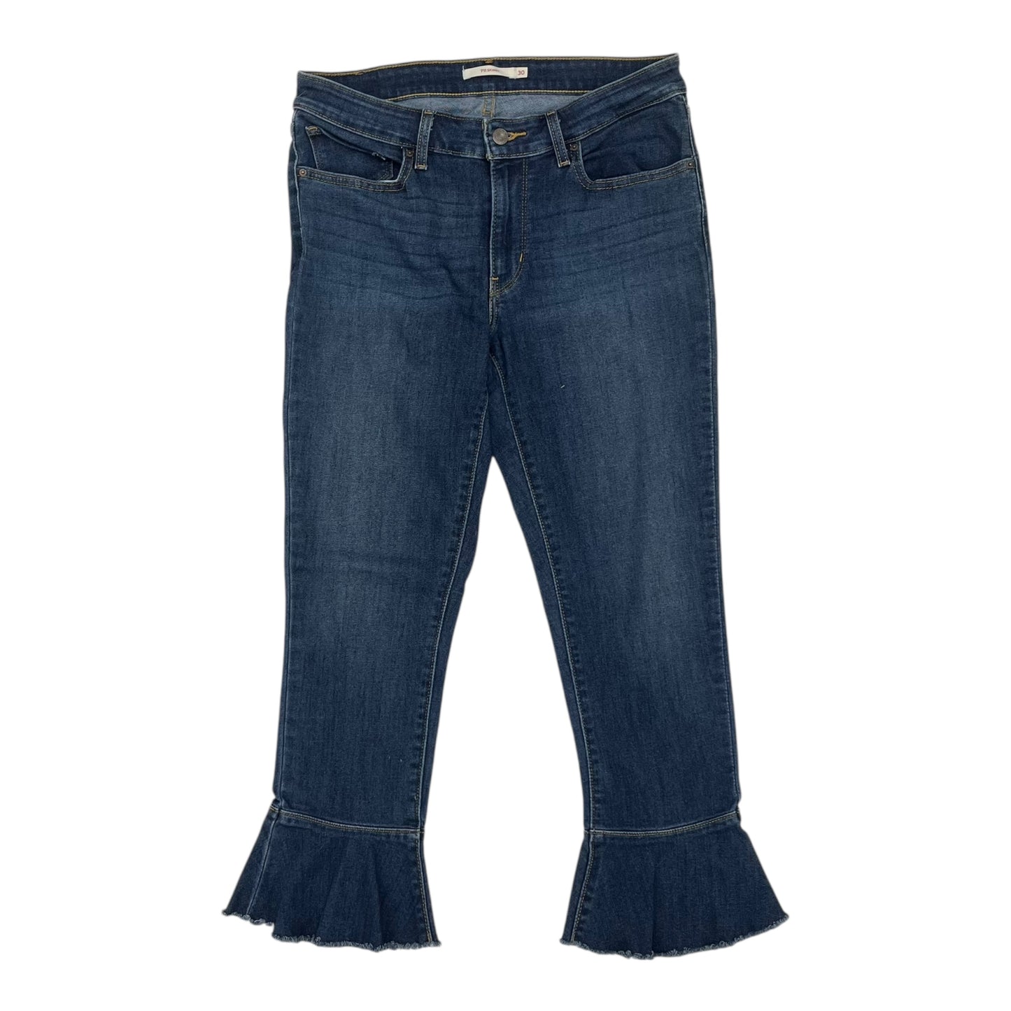 Jeans Cropped By Levis In Blue Denim, Size:10