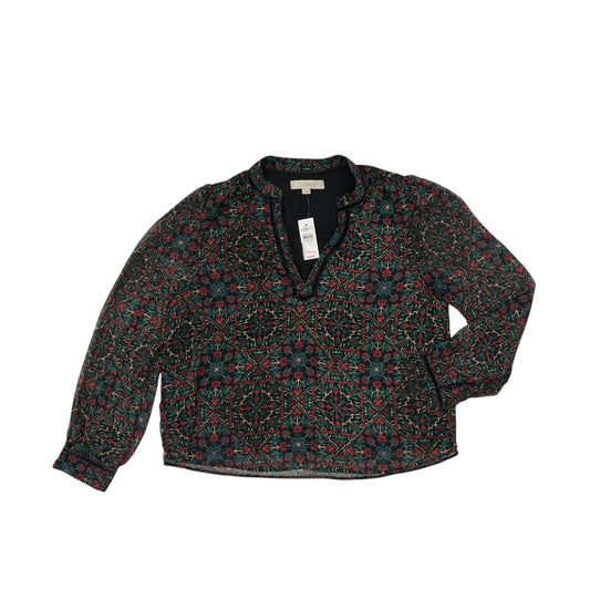 Blouse Ls By Loft In Green & Red, Size:M