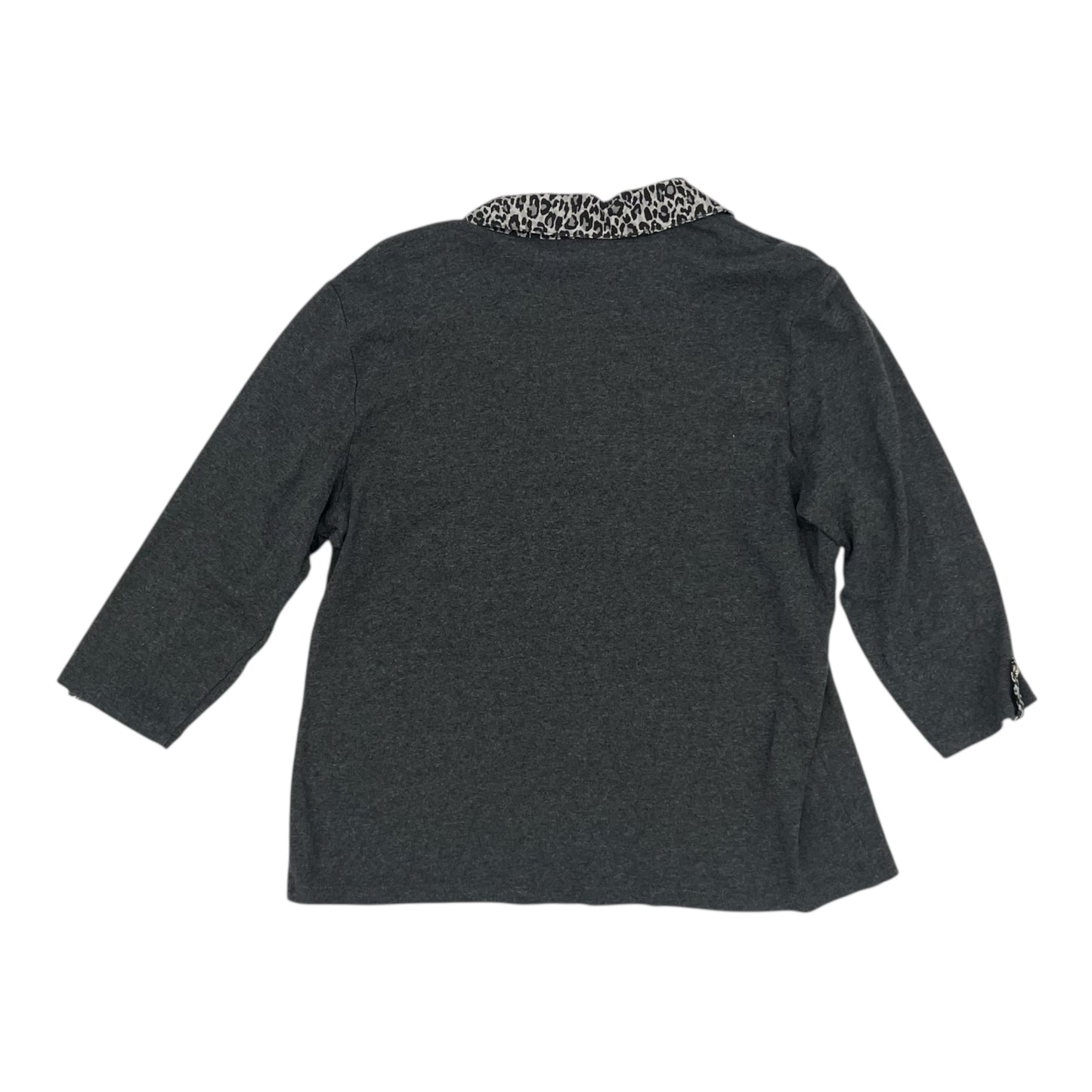 Top 3/4 Sleeve By Karen Scott In Grey, Size:Xl