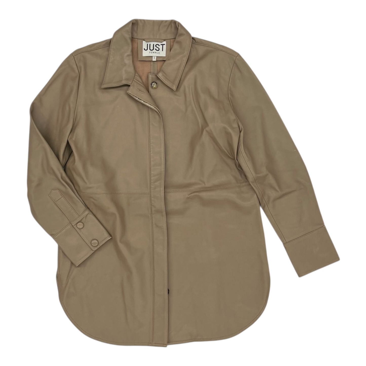 Jacket Leather By Clothes Mentor In Tan, Size:M