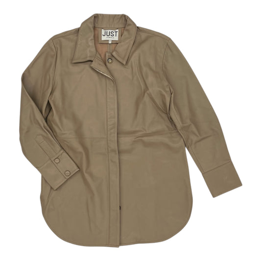 Jacket Leather By Clothes Mentor In Tan, Size:M