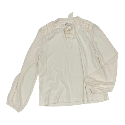 Blouse Ls By Loft In Cream, Size:L