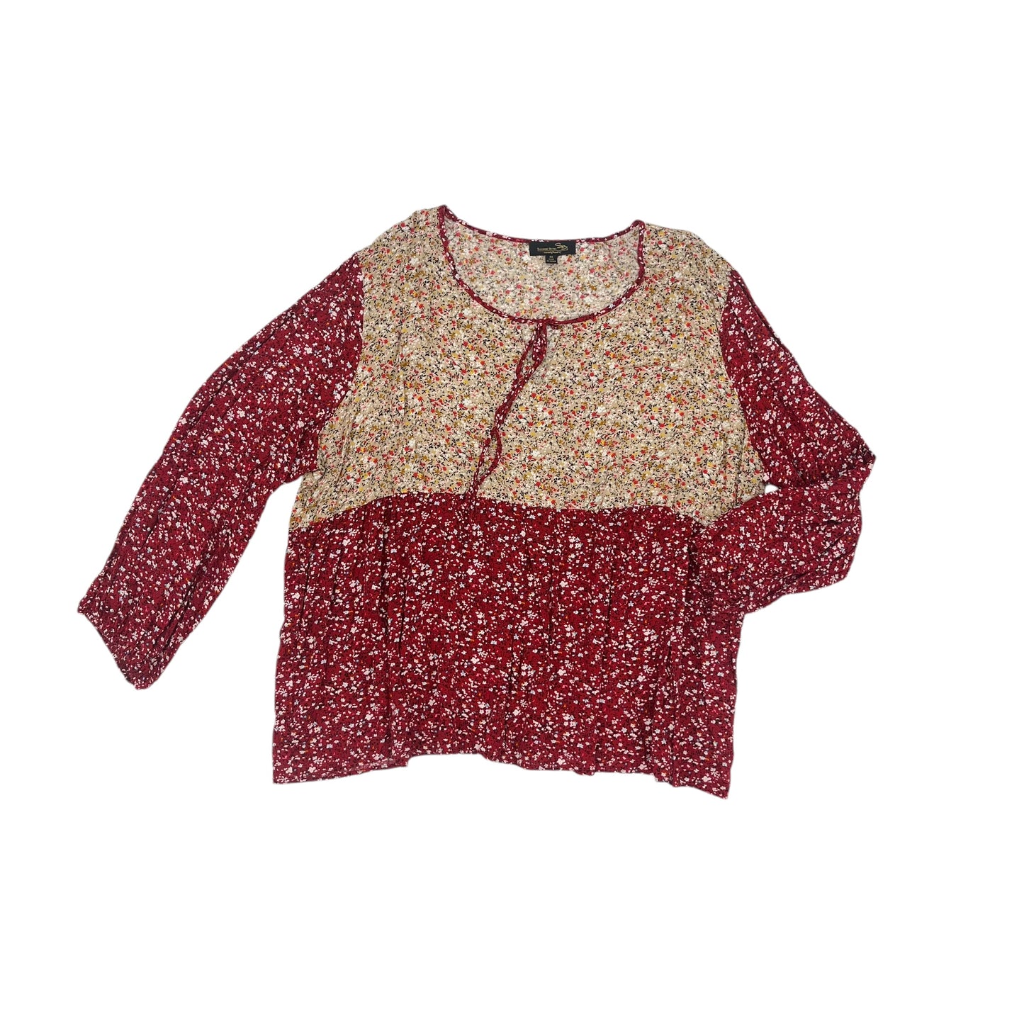 Top Ls By Suzanne Betro In Red & Tan, Size:4X