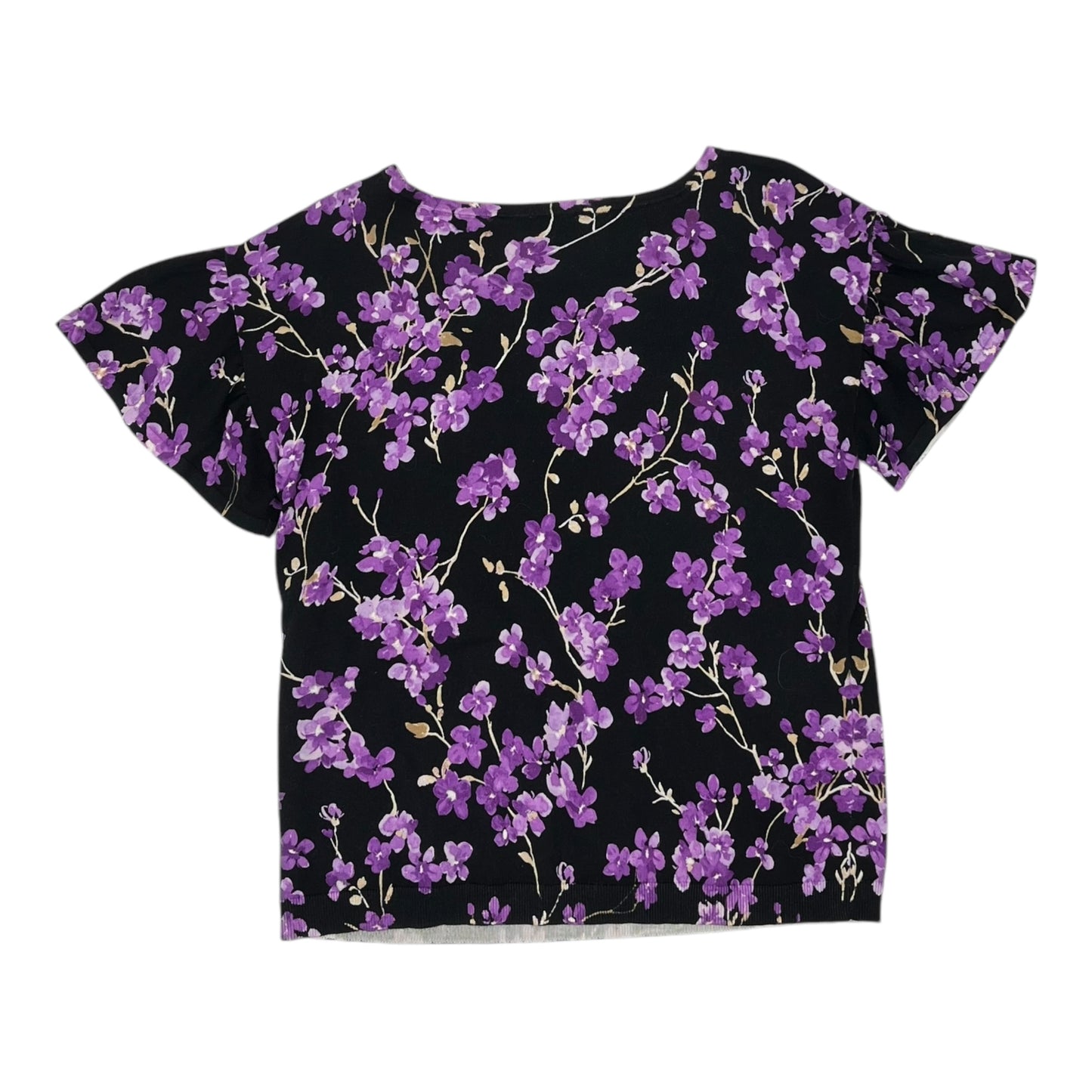 Sweater Ss By Talbots In Black & Purple, Size:M