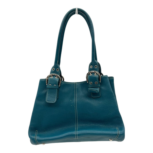 Handbag Leather By Clothes Mentor In Teal, Size:Medium