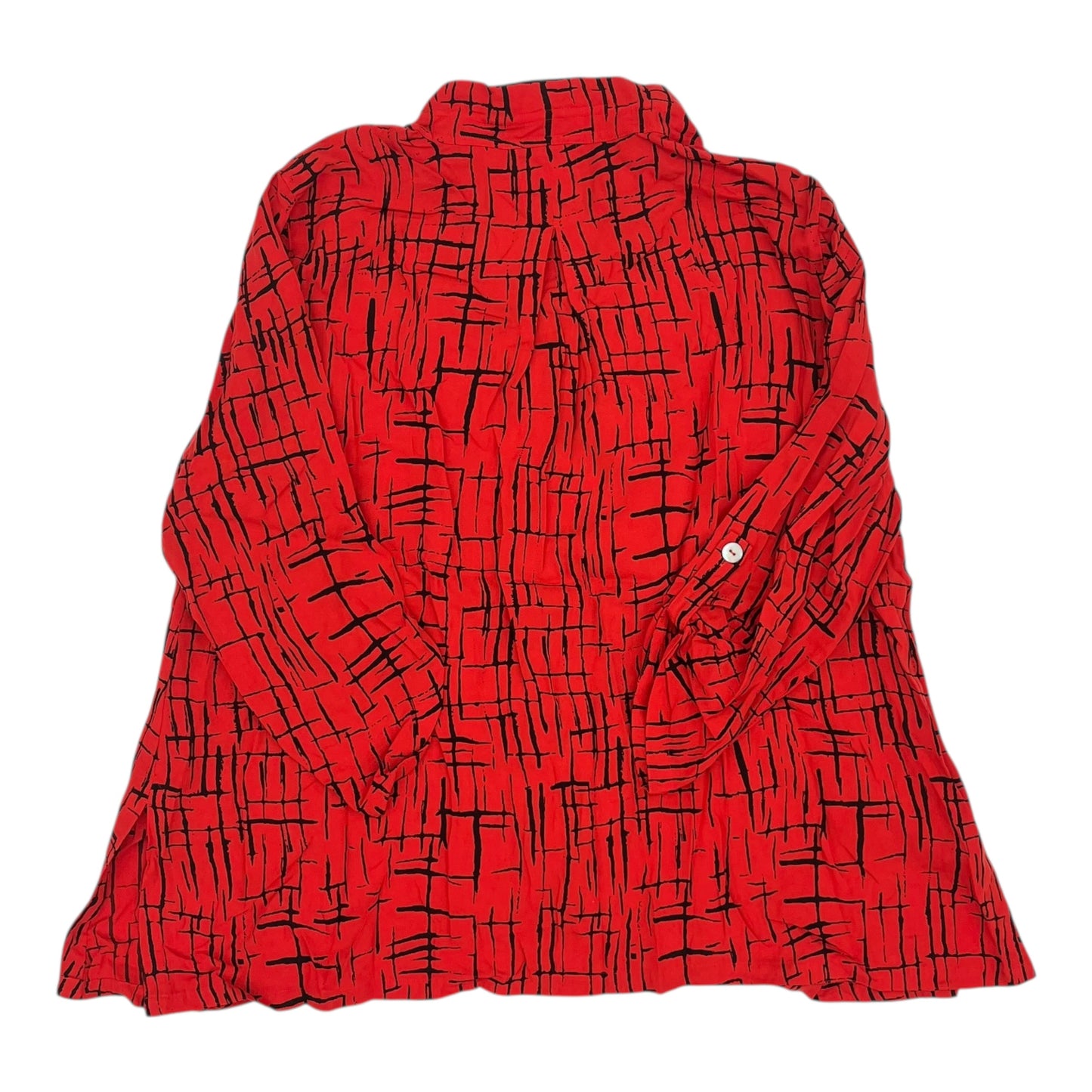 Blouse 3/4 Sleeve By John Mark In Black & Red, Size:2X