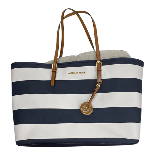 Tote Designer By Michael Kors In Blue & White, Size:Medium