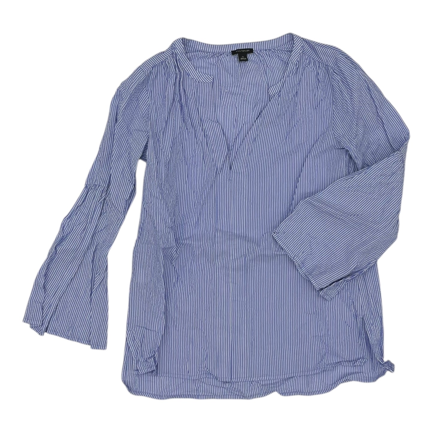 Blouse Ls By Ann Taylor In Blue & White, Size:Xs