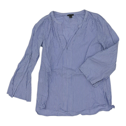 Blouse Ls By Ann Taylor In Blue & White, Size:Xs