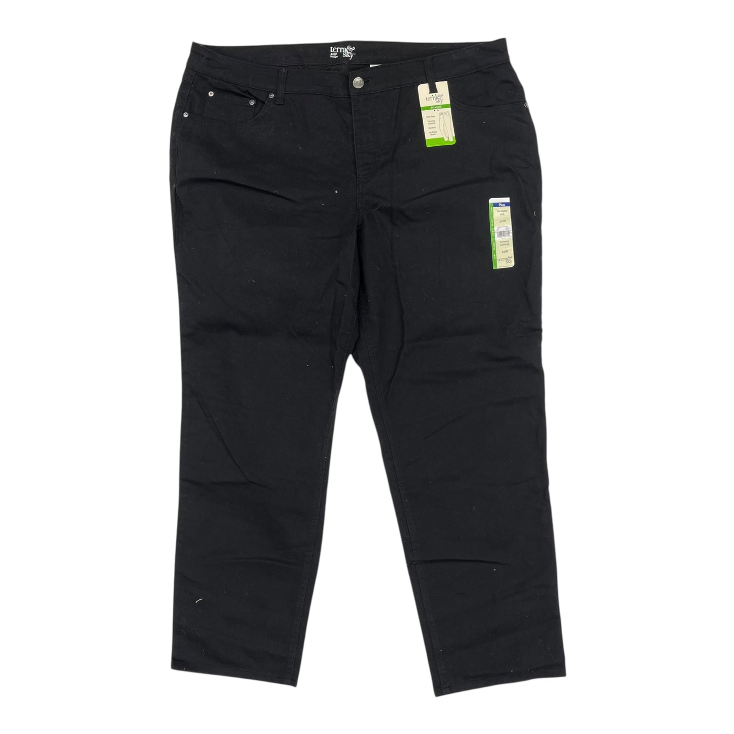 Jeans Straight By Terra & Sky In Black, Size:22
