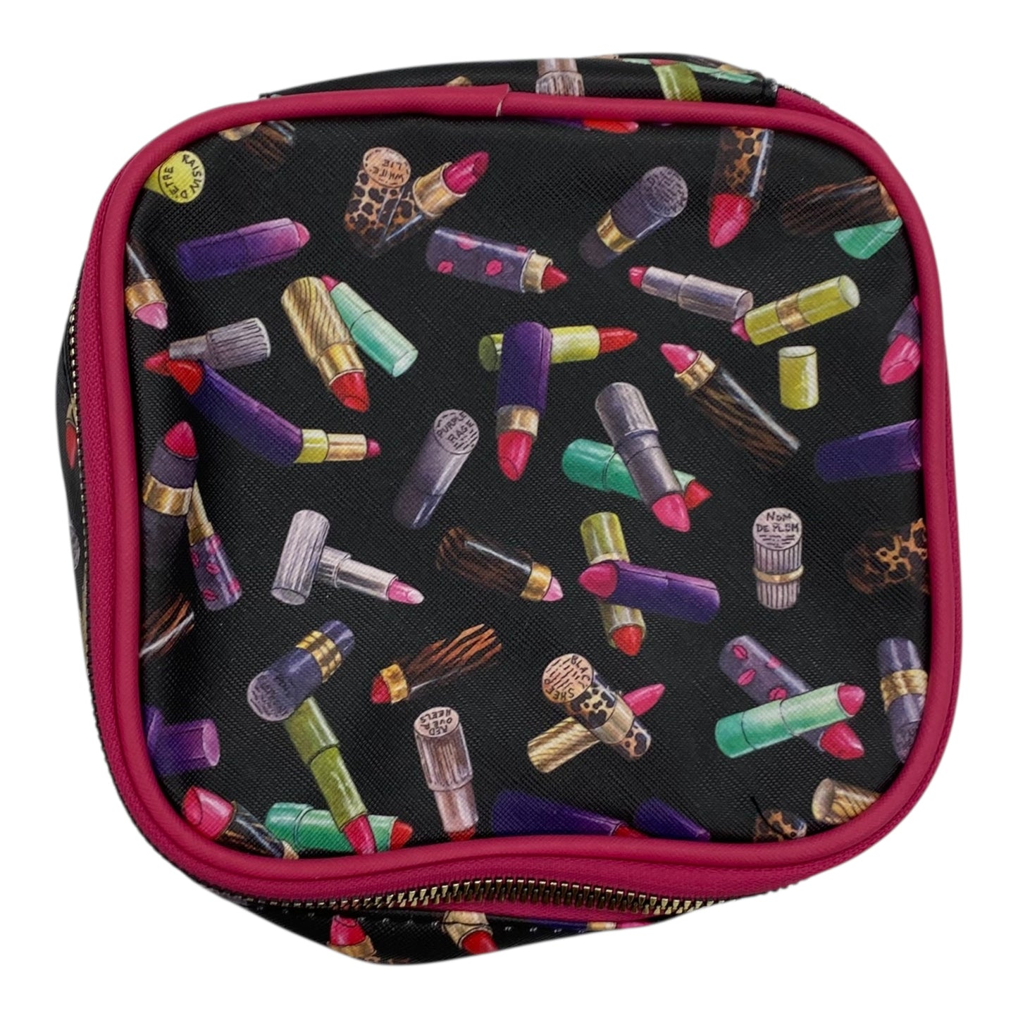 Makeup Bag By Clothes Mentor In Black & Pink, Size:Small