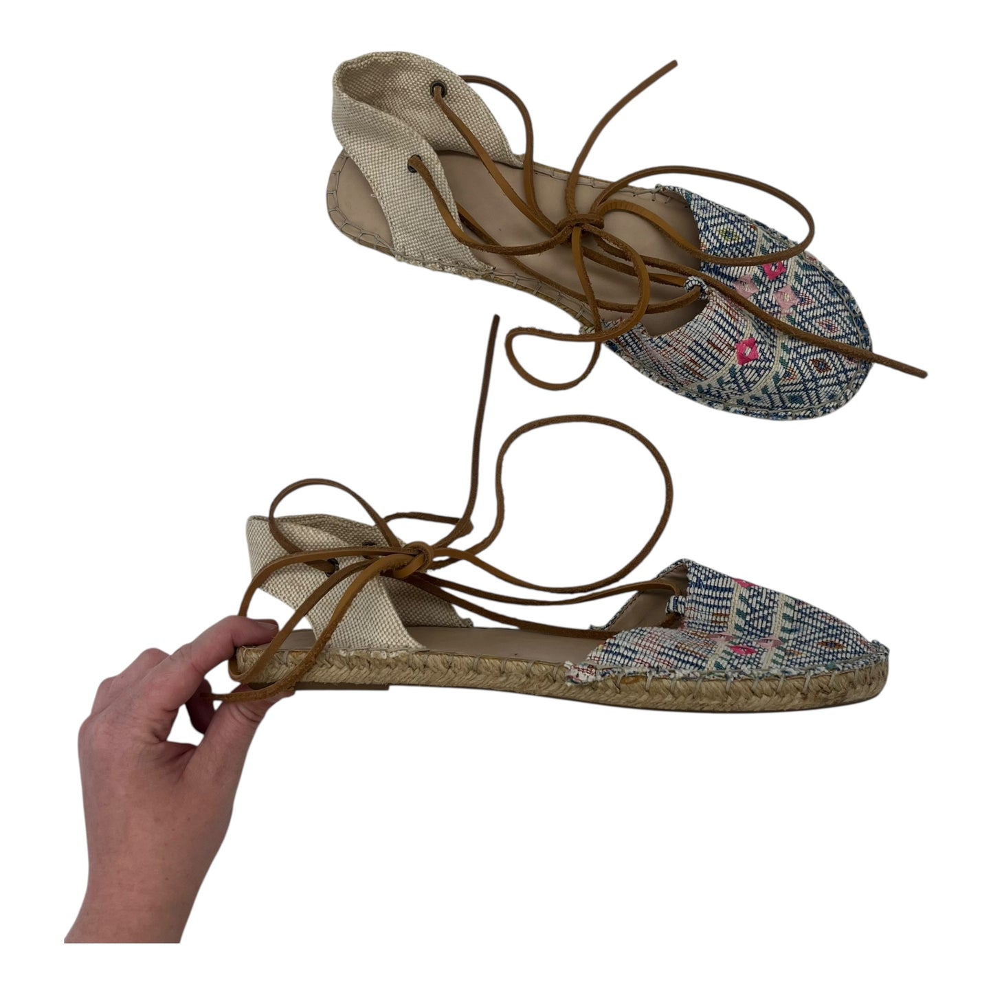Shoes Flats By Mix No 6 In Blue & Cream, Size:11