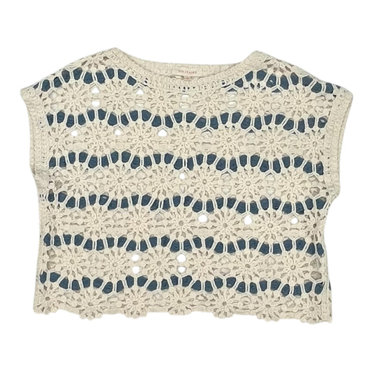 Vest Sweater By Solitaire In Blue & Cream, Size:S