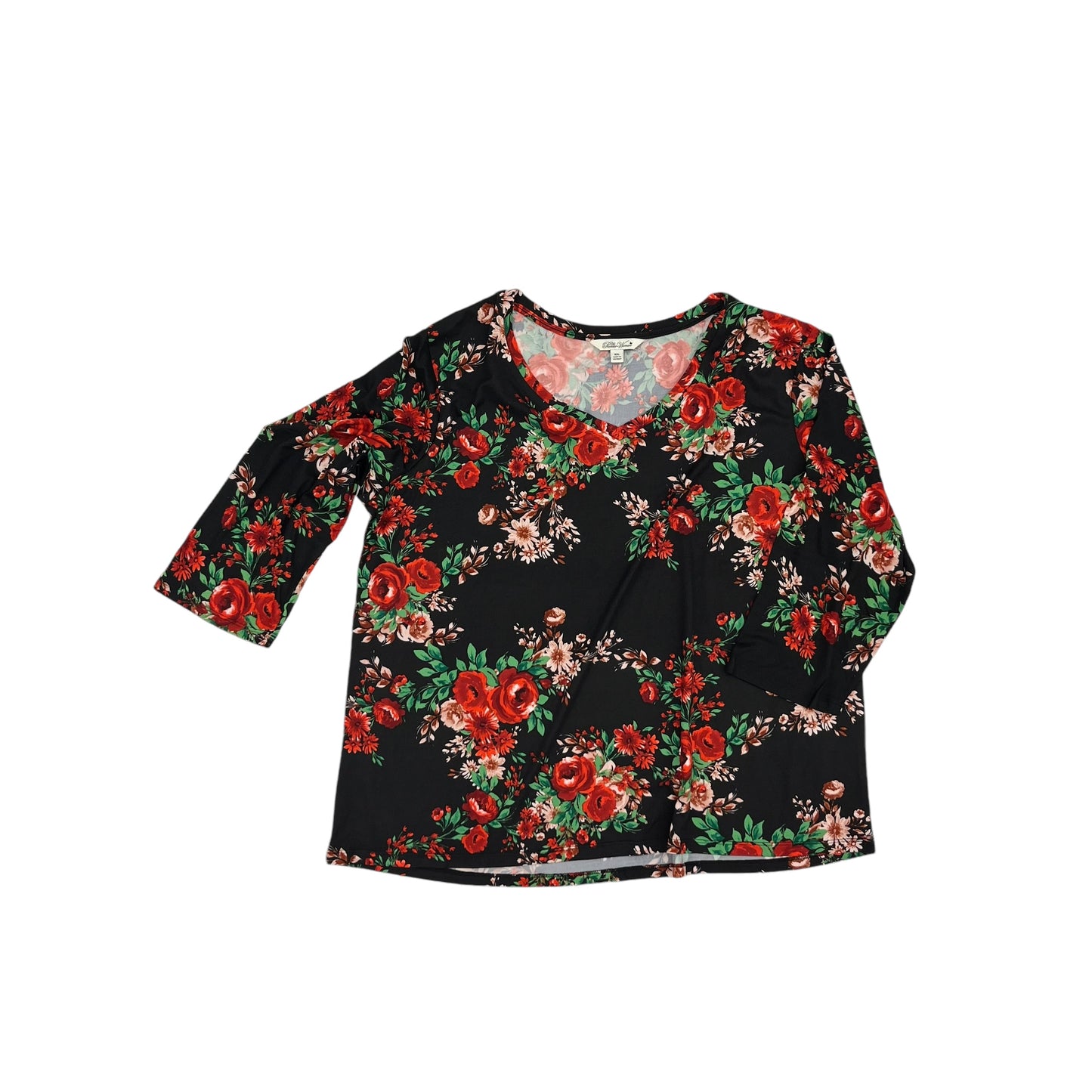 Top 3/4 Sleeve By The Pioneer Woman In Black & Red, Size:2X