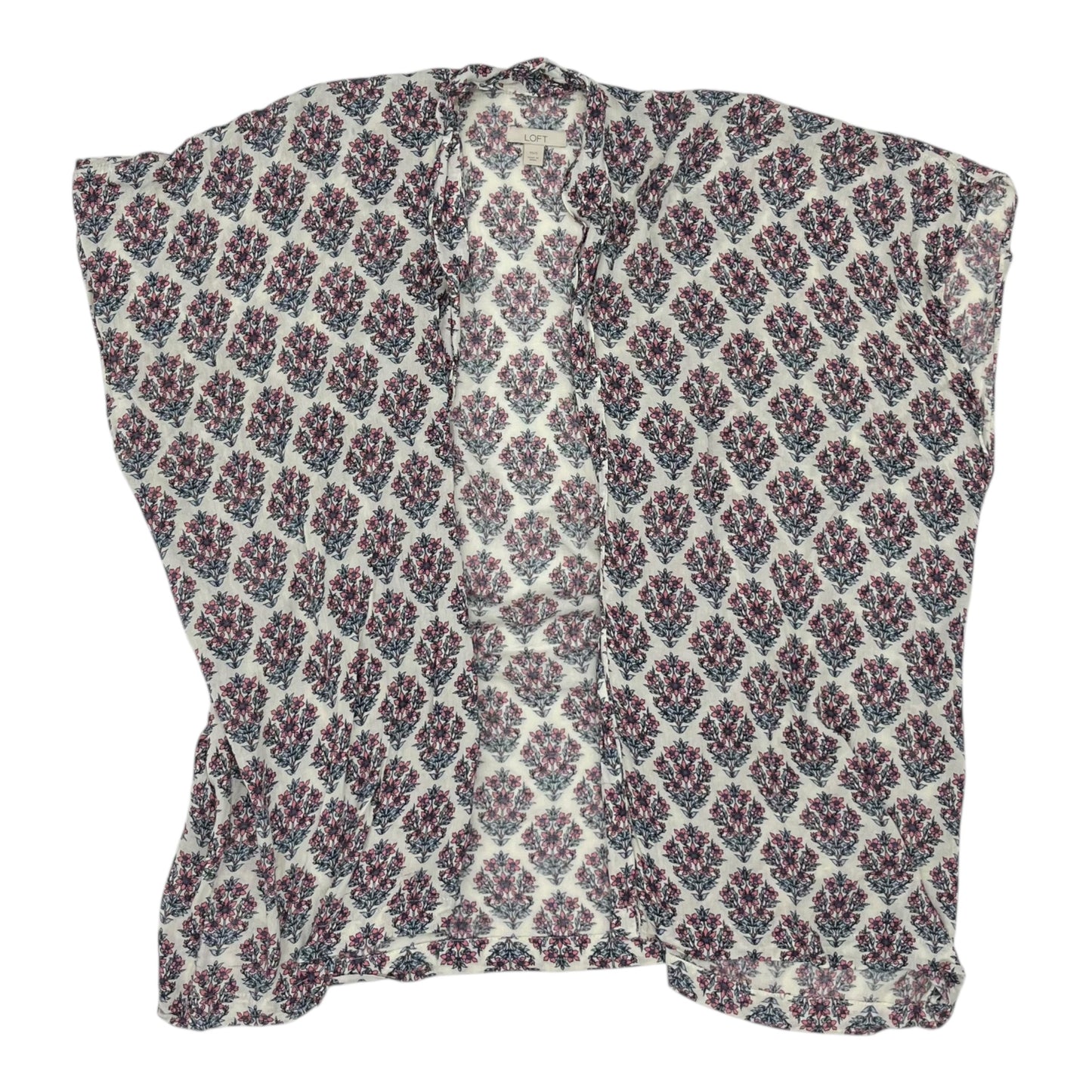 Cardigan By Loft In Cream & Pink, Size:Xs