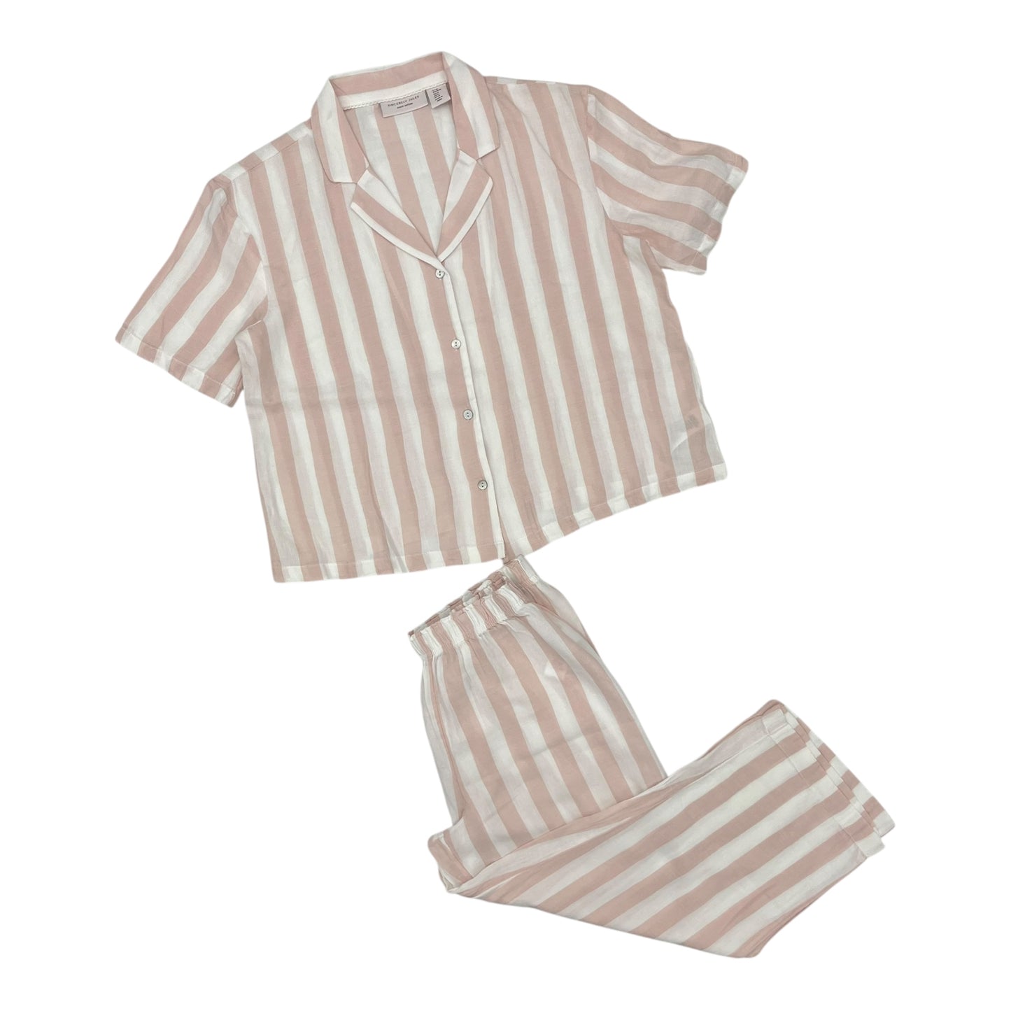 Lounge Set Pants By Cme In Pink & White, Size:M