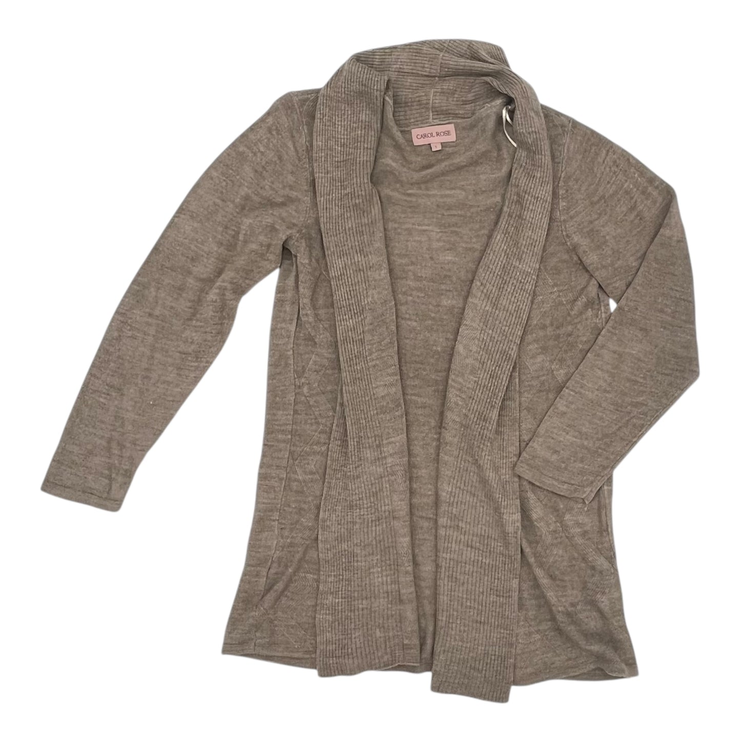 Sweater Cardigan By Carol Rose In Tan, Size:L