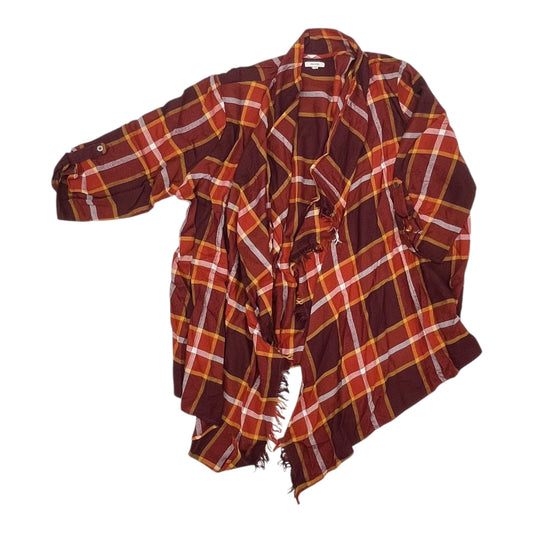Cardigan By Clothes Mentor In Plaid Pattern, Size:3X