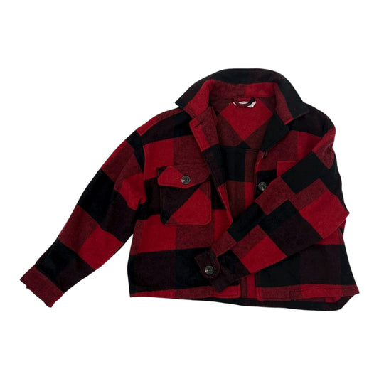 Jacket Shirt By Hippie Rose In Black & Red, Size:M