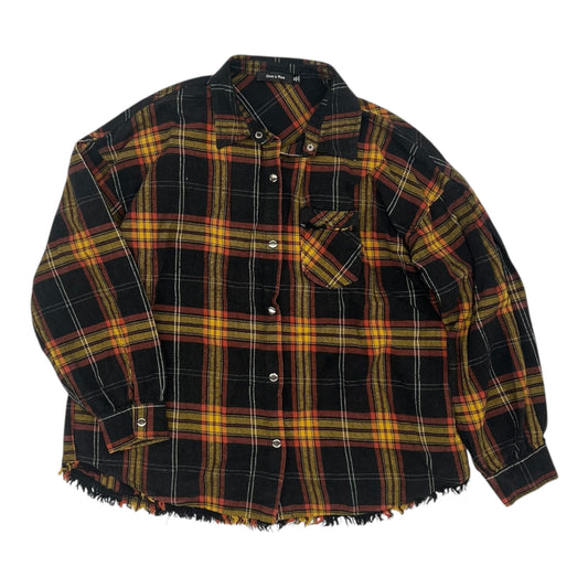 Blouse Ls By Doe & Rae In Plaid Pattern, Size:M