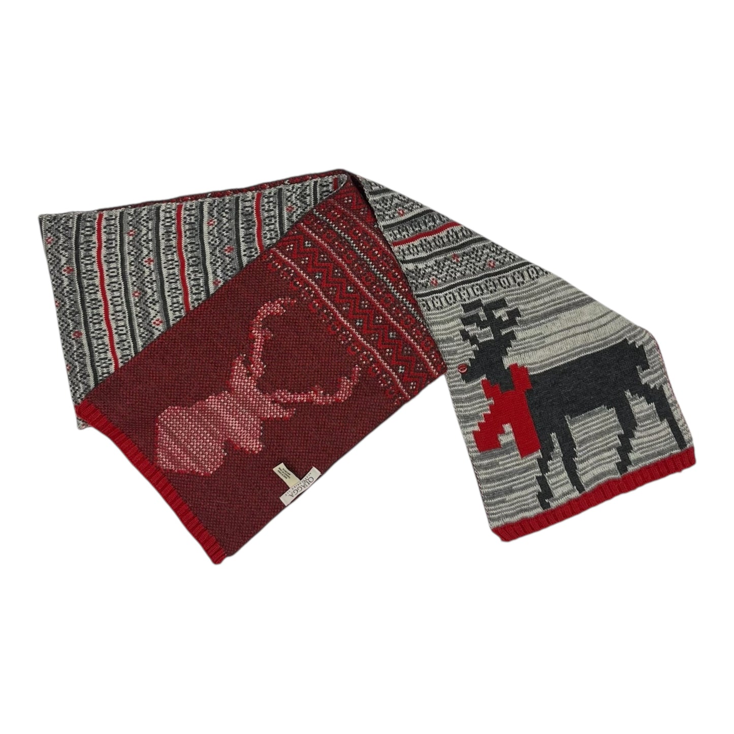 Scarf Winter By Clothes Mentor In Grey & Red