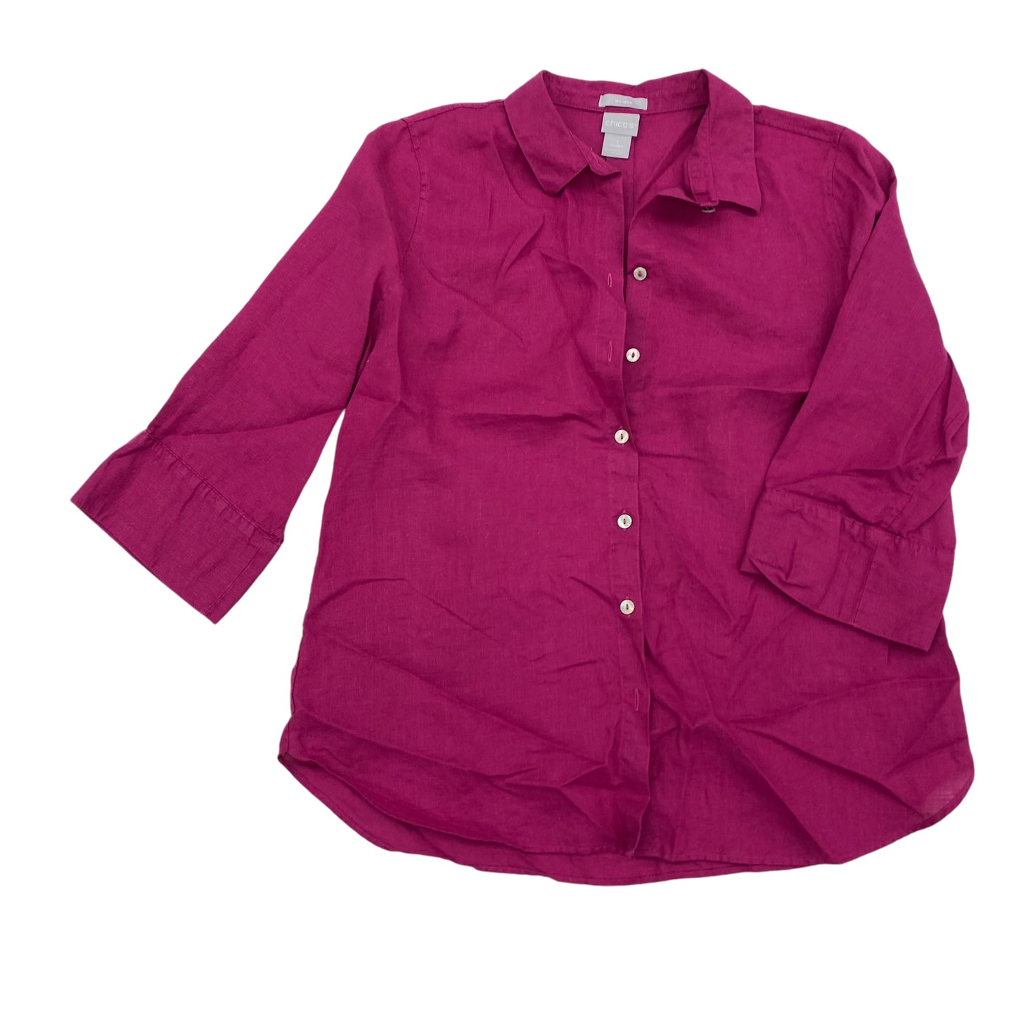 Top 3/4 Sleeve By Chicos In Purple, Size:M