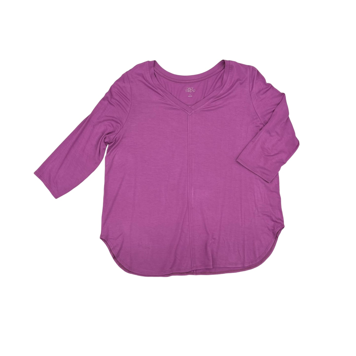 Top 3/4 Sleeve Basic By Clothes Mentor In Purple, Size:L